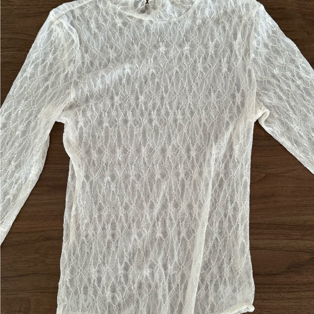 Abercrombie long sleeve White Lace Top